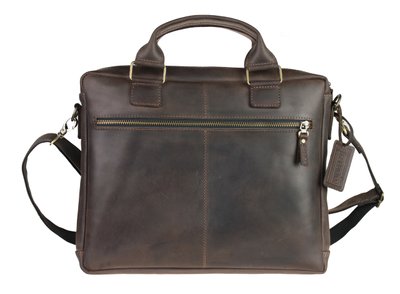 Чоловіча шкіряна сумка для ноутбука коричнева портфель А4 smg8(45) фото