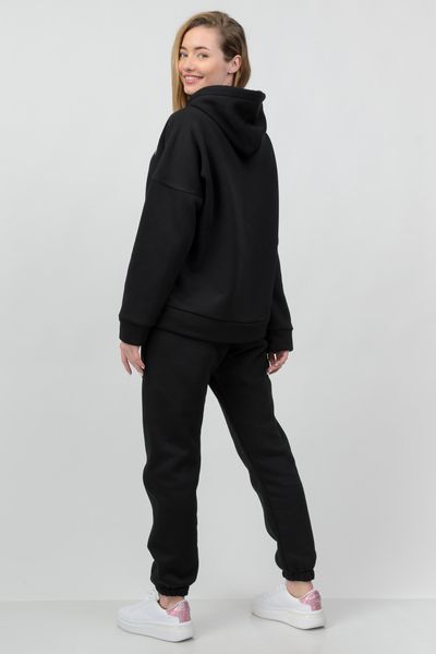 Жіночий трикотажний спортивний костюм Oversize на флісі чорний КЖ005-10 КЖ005-10 фото