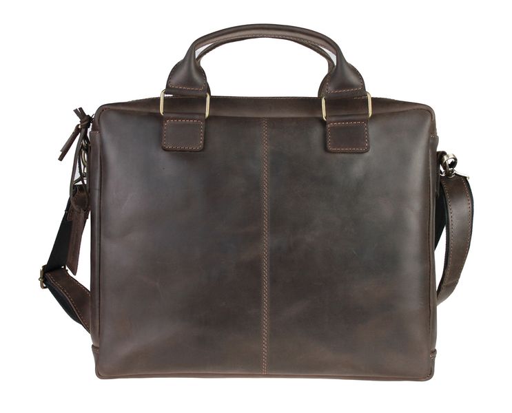 Чоловіча шкіряна сумка для ноутбука коричнева портфель А4 smg8(45) фото