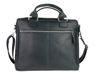 Мужская кожаная сумка для ноутбука черная портфель А4 smg9(45) фото
