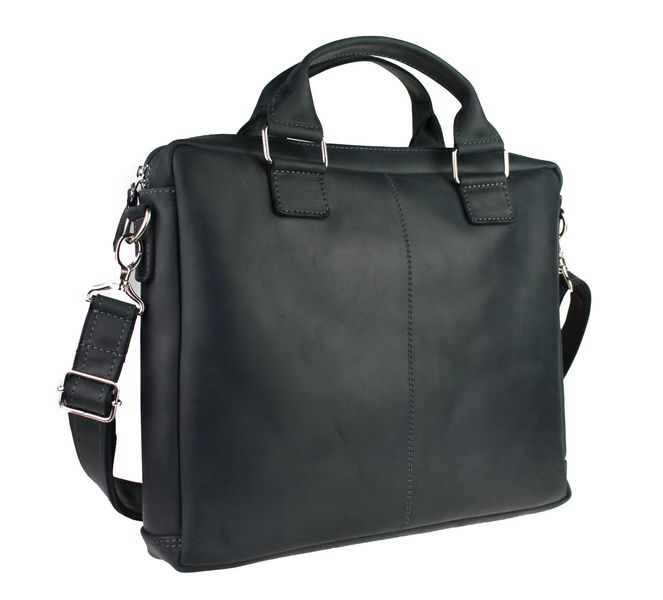 Чоловіча шкіряна сумка для ноутбука чорна портфель А4 smg9(45) фото