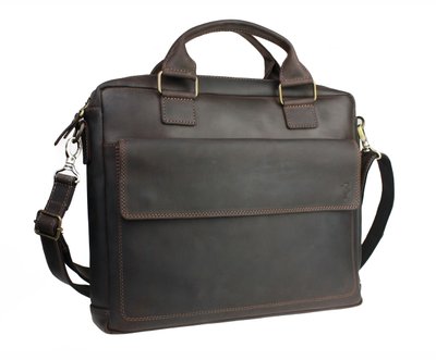 Мужская кожаная сумка для ноутбука коричневая портфель А4 smg10(45) фото