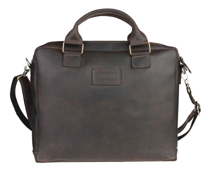 Чоловіча шкіряна сумка для ноутбука коричнева портфель А4 smg10(45) фото