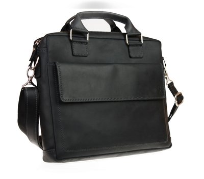 Мужская кожаная сумка для ноутбука черная портфель А4 smg12(45) фото
