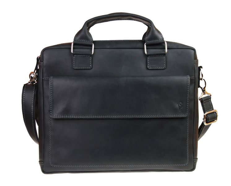 Чоловіча шкіряна сумка для ноутбука чорна портфель А4 smg12(45) фото