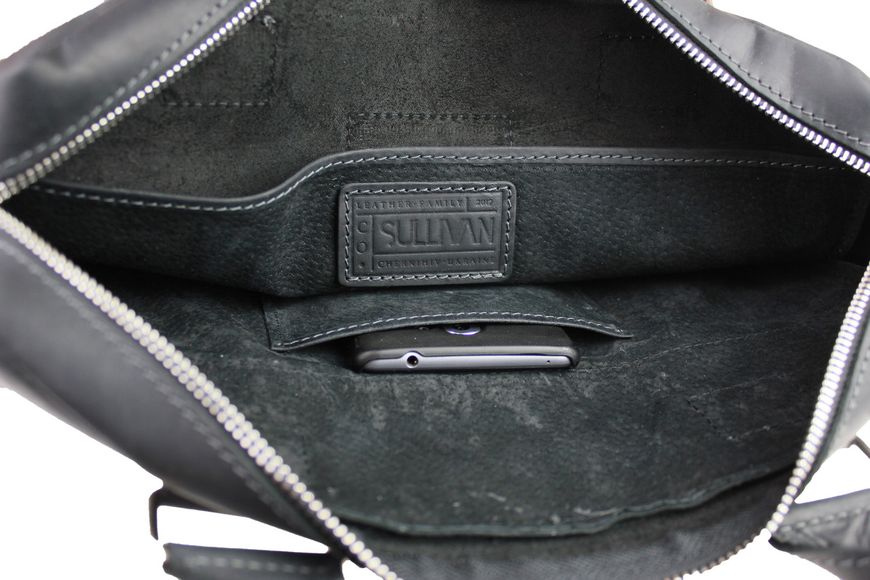 Чоловіча шкіряна сумка для ноутбука чорна портфель А4 smg12(45) фото