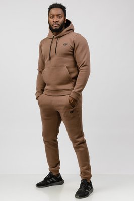 Мужской спортивный костюм на Флисе Go fitness худи+штаны коричневый КМ030-3 S-M КМ030-3 фото