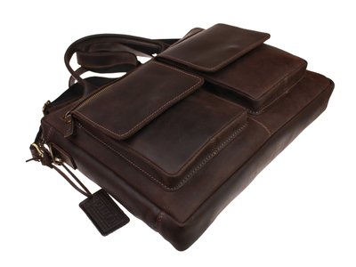 Чоловіча шкіряна сумка для ноутбука коричнева портфель А4 smg13(48) фото