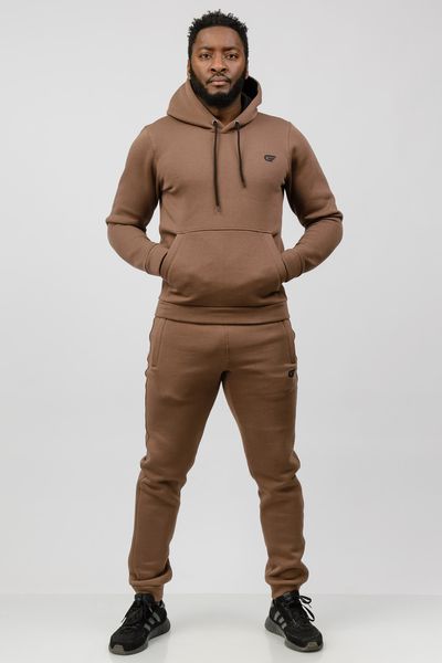Чоловічий спортивний костюм на Флісі Go fitness худі + штани коричневий КМ030-3 S-M КМ030-3 фото
