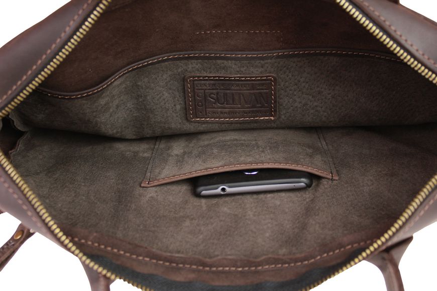 Чоловіча шкіряна сумка для ноутбука коричнева портфель А4 smg13(48) фото