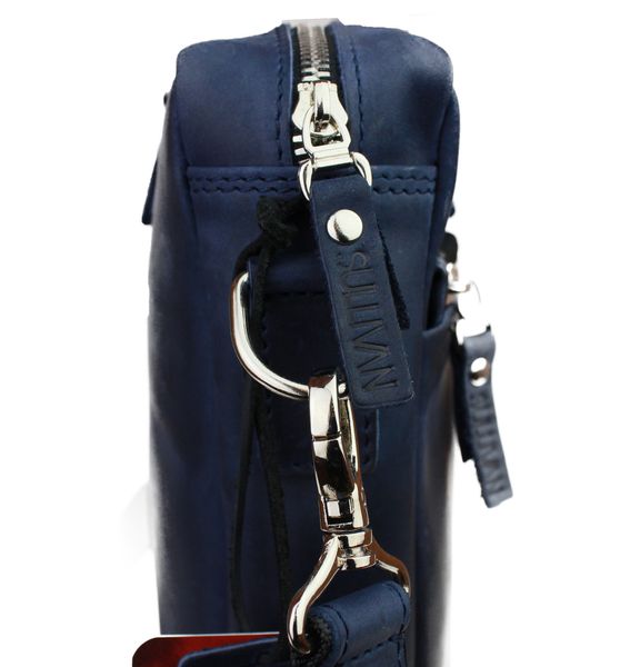 Чоловіча шкіряна сумка для ноутбука синя портфель А4 smg14(45) фото