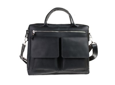Мужская кожаная сумка для ноутбука черная кожаный портфель А4 smg16(48) фото