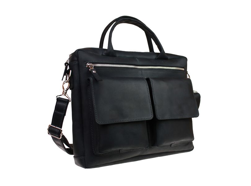 Чоловіча шкіряна сумка для ноутбука чорна шкіряний портфель А4 smg16(48) фото