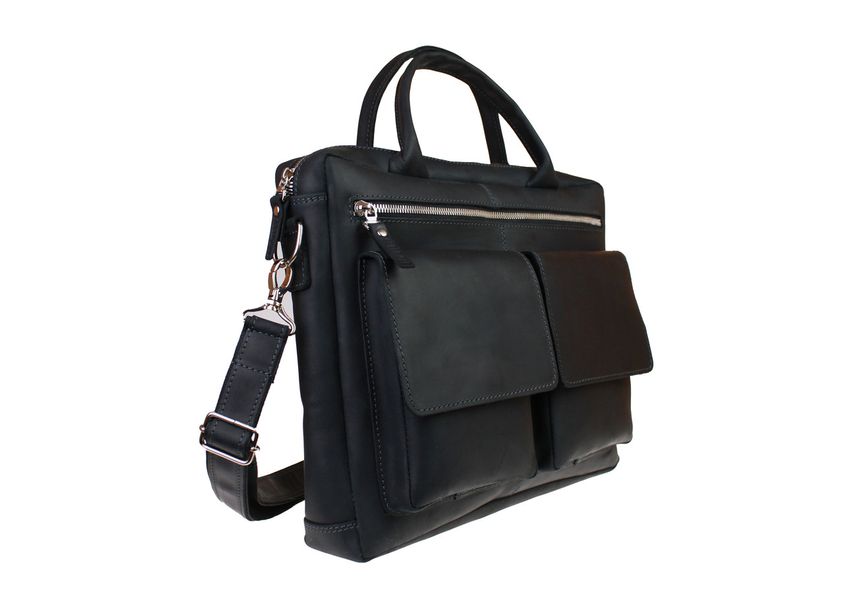 Чоловіча шкіряна сумка для ноутбука чорна шкіряний портфель А4 smg16(48) фото