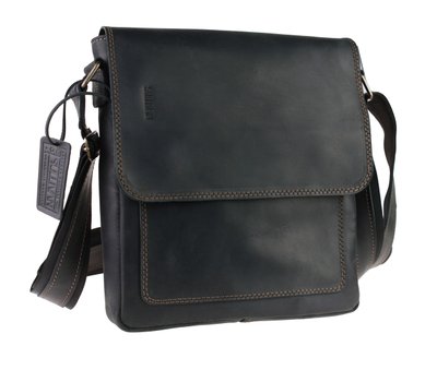 Барсетка, мужская сумка мессенджер на плечо кожаная черная 25х23х6 см Sullivan smvp62(32) smvp62(32) фото