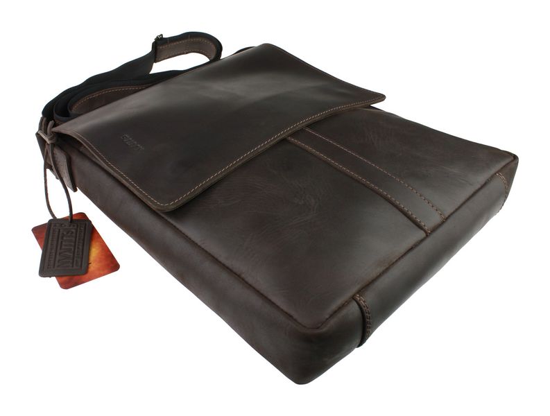 Чоловіча шкіряна сумка А4 велика коричнева smvp64(45) фото