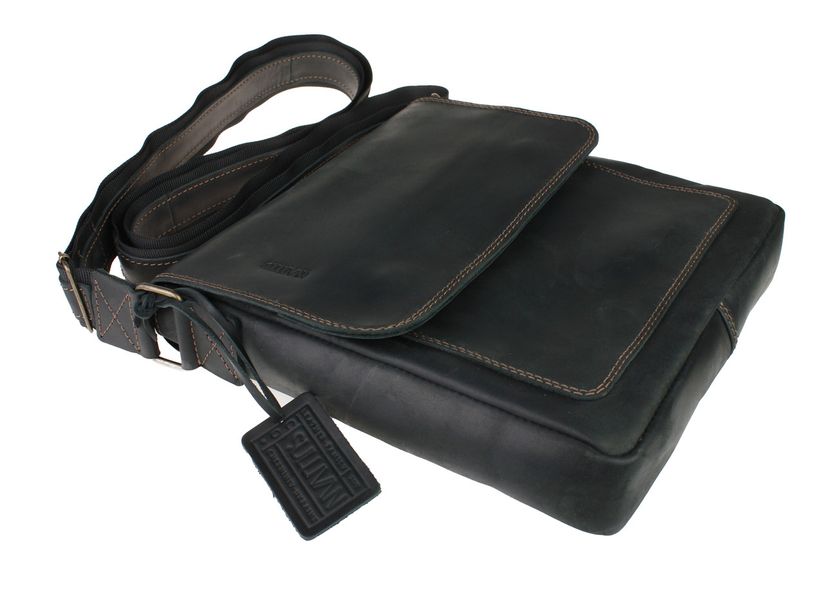 Барсетка, чоловіча сумка месенджер на плече шкіряна чорна 25х23х6 см Sullivan smvp62(32) smvp62(32) фото