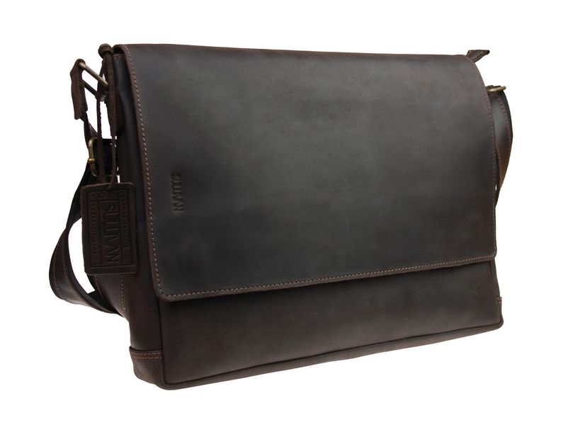 Чоловіча шкіряна сумка для ноутбука коричнева шкіряний портфель А4 smg15(50) фото