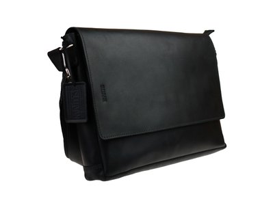 Мужская кожаная сумка для ноутбука черная портфель А44 smg17(50) фото