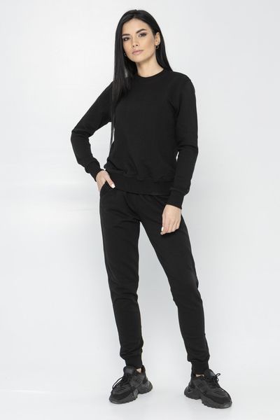 Жіночий спортивний трикотажний костюм Go-fitness чорний світшот-штани КЖ019-1 фото