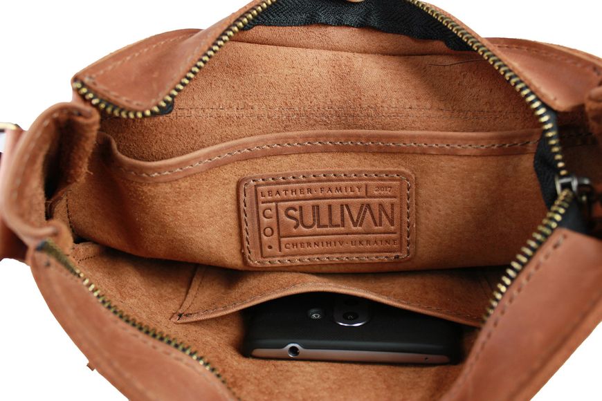 Барсетка, чоловіча сумка месенджер на плече шкіряна коричнева 25х21х5 см Sullivan smvp87(33) smvp87(33) фото