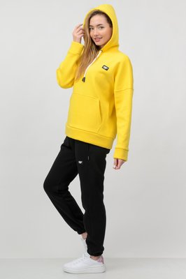 Женский трикотажный спортивный костюм Oversize на флисе желтый-черный КЖ005-7 КЖ005-7 фото