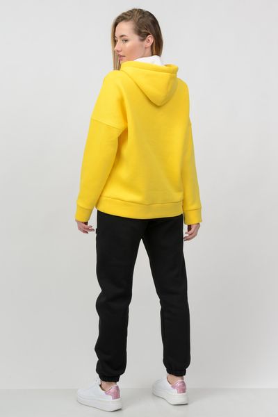 Жіночий трикотажний спортивний костюм Oversize на флісі жовтий-чорний КЖ005-7 КЖ005-7 фото