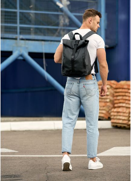 Чоловічий рюкзак ролл Sambag RollTop LZT екошкіра чорний 24208001m фото