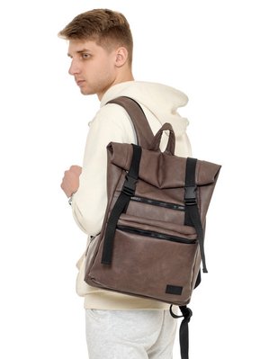 Чоловічий рюкзак ролл екошкіра Sambag RollTop LTT світло-коричневий нубук 24238061m фото