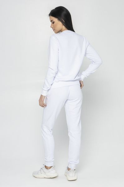 Жіночий спортивний трикотажний костюм Go-fitness білий світшот-штани КЖ019-3 фото