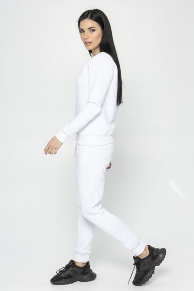 Жіночий спортивний трикотажний костюм Go-fitness білий світшот-штани КЖ019-3 фото