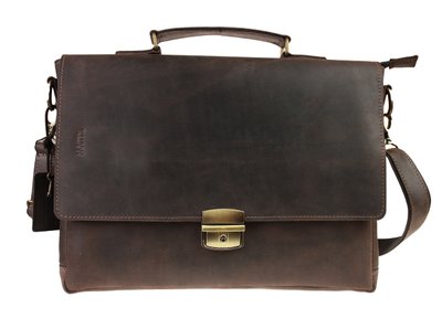 Мужская кожаная сумка для ноутбука коричневая портфель А4 smg18(50) фото
