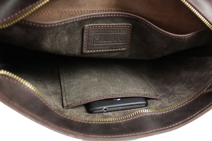 Чоловіча шкіряна сумка для ноутбука коричнева портфель А4 smg18(50) фото
