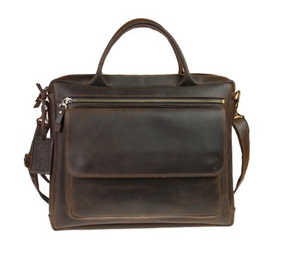 Мужская кожаная сумка для ноутбука коричневая кожаный портфель А4 smg19(48) фото