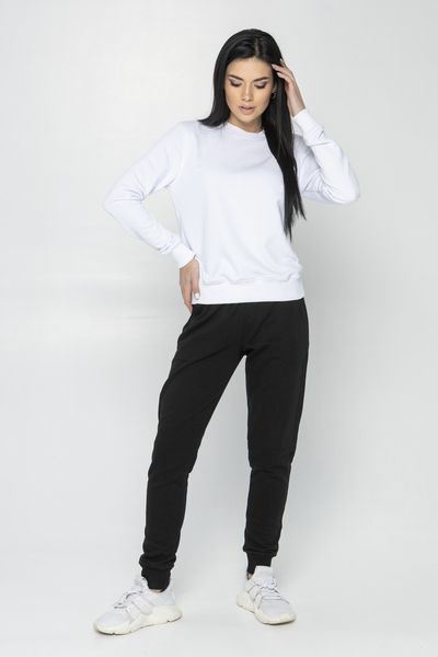 Жіночий спортивний трикотажний костюм Go-fitness біло-чорний світшот-штани КЖ019-4 фото