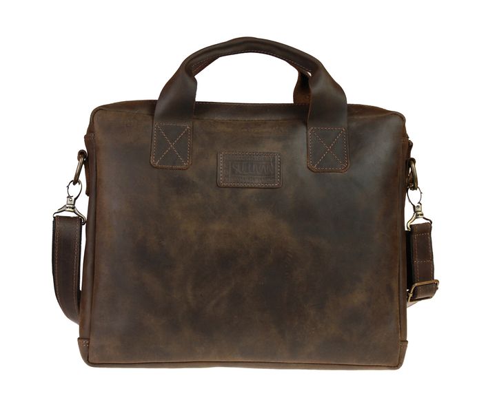 Чоловіча шкіряна сумка для ноутбука коричнева шкіряний портфель А4 smg20(46) фото