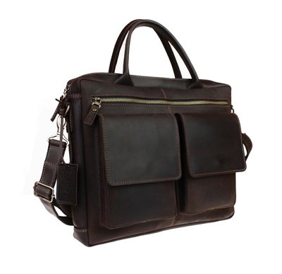 Чоловічий шкіряний портфель - сумка для ноутбука 14 коричнева А4 smg13(48) фото