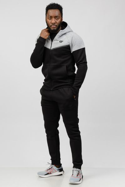 Чоловічий спортивний костюм трикотаж демісезонний Go fitness чорний- сірий КМ026-1 S-M КМ026-1 фото