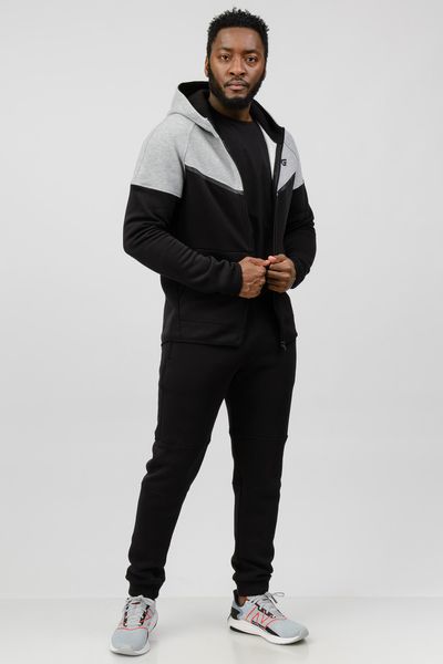Чоловічий спортивний костюм трикотаж демісезонний Go fitness чорний- сірий КМ026-1 S-M КМ026-1 фото