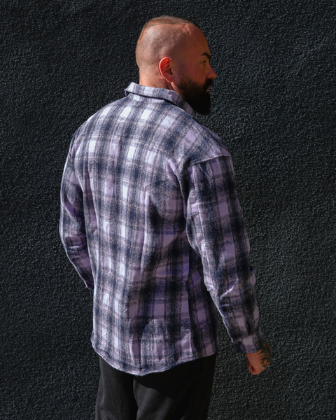 Чоловіча сорочка утеплена фіолет G0010 фото