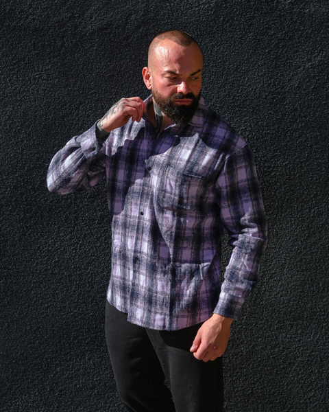Чоловіча сорочка утеплена фіолет G0010 фото