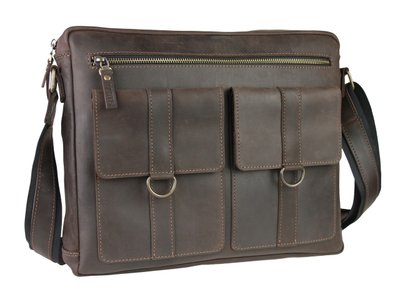 Чоловіча шкіряна сумка для документів А4 коричнева портфель для ноутбука smg1(40) фото