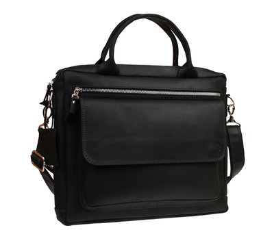 Чоловіча шкіряна сумка А4 чорна портфель для ноутбука 14 smg22(48) фото