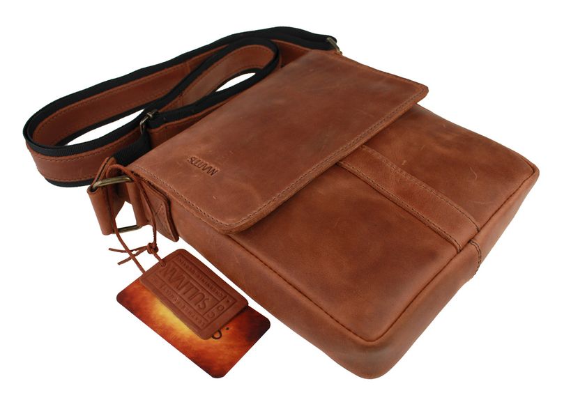 Барсетка, чоловіча сумка месенджер шкіряна світло-коричнева 23х19х5 см Ручна робота smvp66(25) smvp66(25) фото