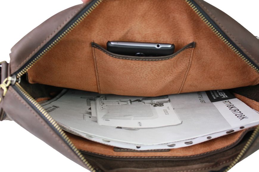 Чоловіча шкіряна сумка для документів А4 коричнева портфель для ноутбука smg1(40) фото