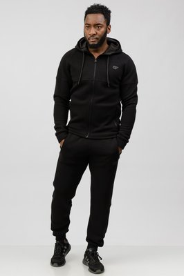 Утепленный Мужской спортивный костюм на флисе черный Go fitness КМ028-2S-M КМ028-2 фото