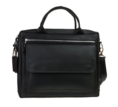 Чоловіча шкіряна сумка А4 чорна портфель для ноутбука smg22(48) фото