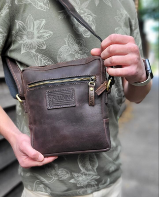 Барсетка, мужская сумка планшетка на плече кожаная коричневая 21х19х5 см Sullivan smvp96(29) smvp89(27) фото