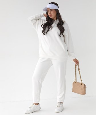 Базовий жіночий костюм SIZE+ від Fanme худі+джогери тринитка петля Білий XL 4982000 фото