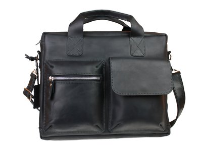 Чоловіча шкіряна сумка А4 чорна портфель для ноутбука smg24(46) фото
